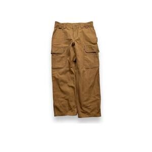 Duluth Trading Fire Hose Relaxed Fit Cargo Work Pants Brown Mens 44x30 Fleece